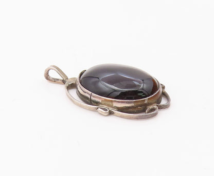 CLARENCE BAILON NAVAJO 925 Silver   Vintage Black Onyx Oval Pendant  PT13810