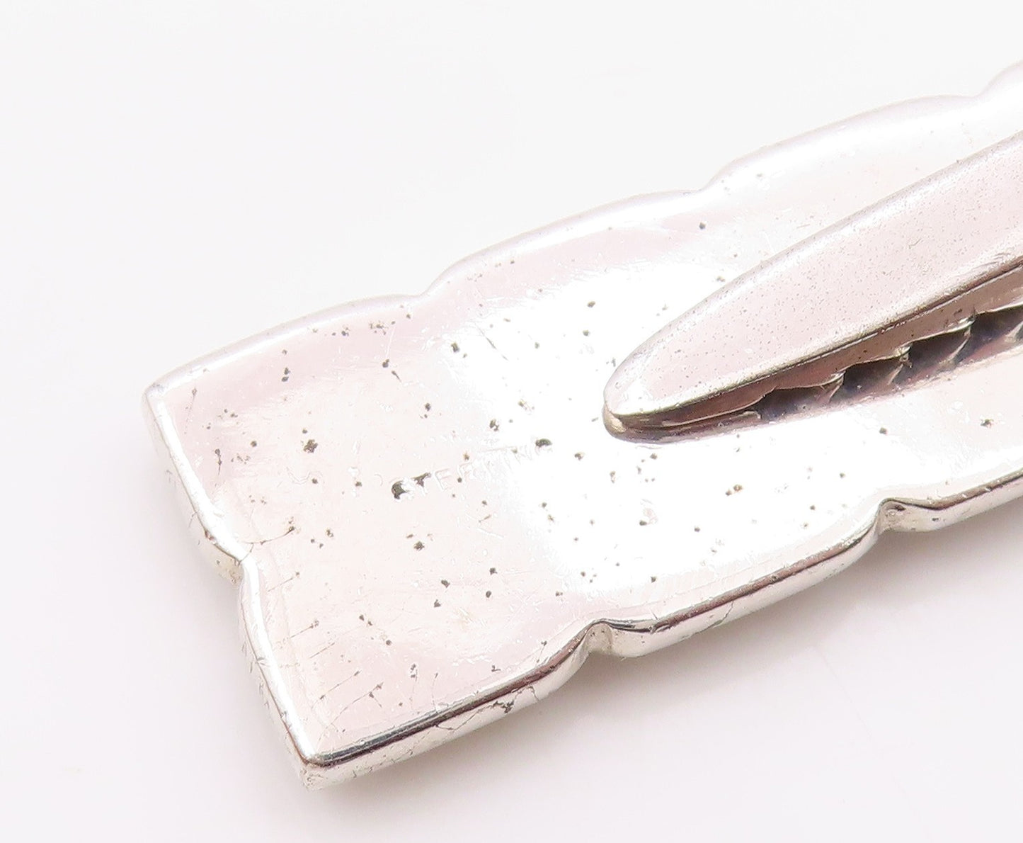 925 Sterling Silver  Vintage Enamel FHH Initials Sparkling Tie Clip  TR2184