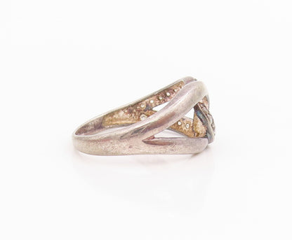 925 Sterling Silver Vintage Ring CZ Intertwined Love Knot Band  Sz 7  RG34459