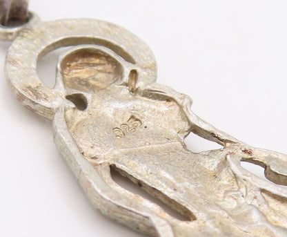 925 Sterling Silver Vintage Pendant Cutout CZ Jesus Playing With Dogs   PT23560