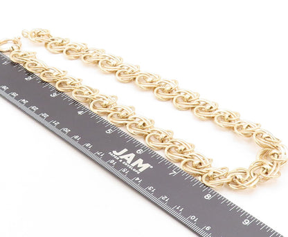 925 Sterling Silver Vintage Necklace Gold Plated Cutout Interlocked Rings NE4410