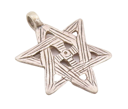 925 Sterling Silver Vintage Pendant Solid Cutout Etched Star Of David  PT23367