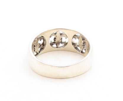 925 Sterling Silver Vintage Ring Designer Cutout Lily Flowers  Sz 14  RG31406