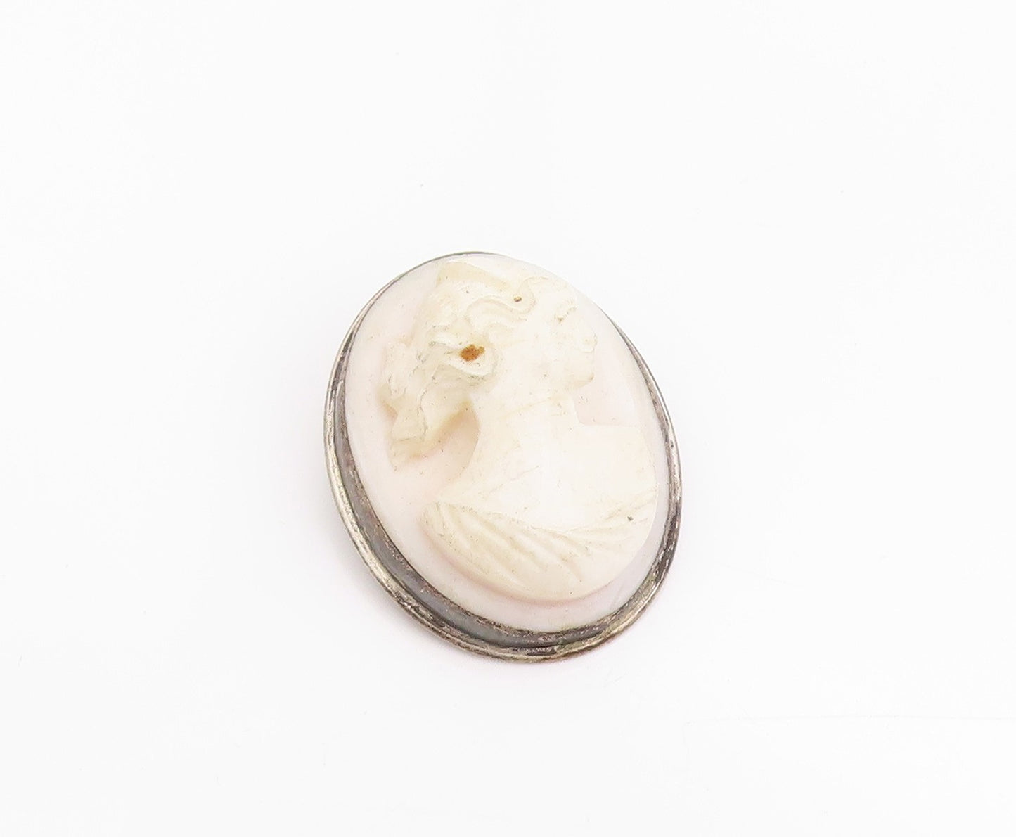 925 Sterling Silver Vintage Brooch Classic Carved Lady Profile Cameo Pin BP11831