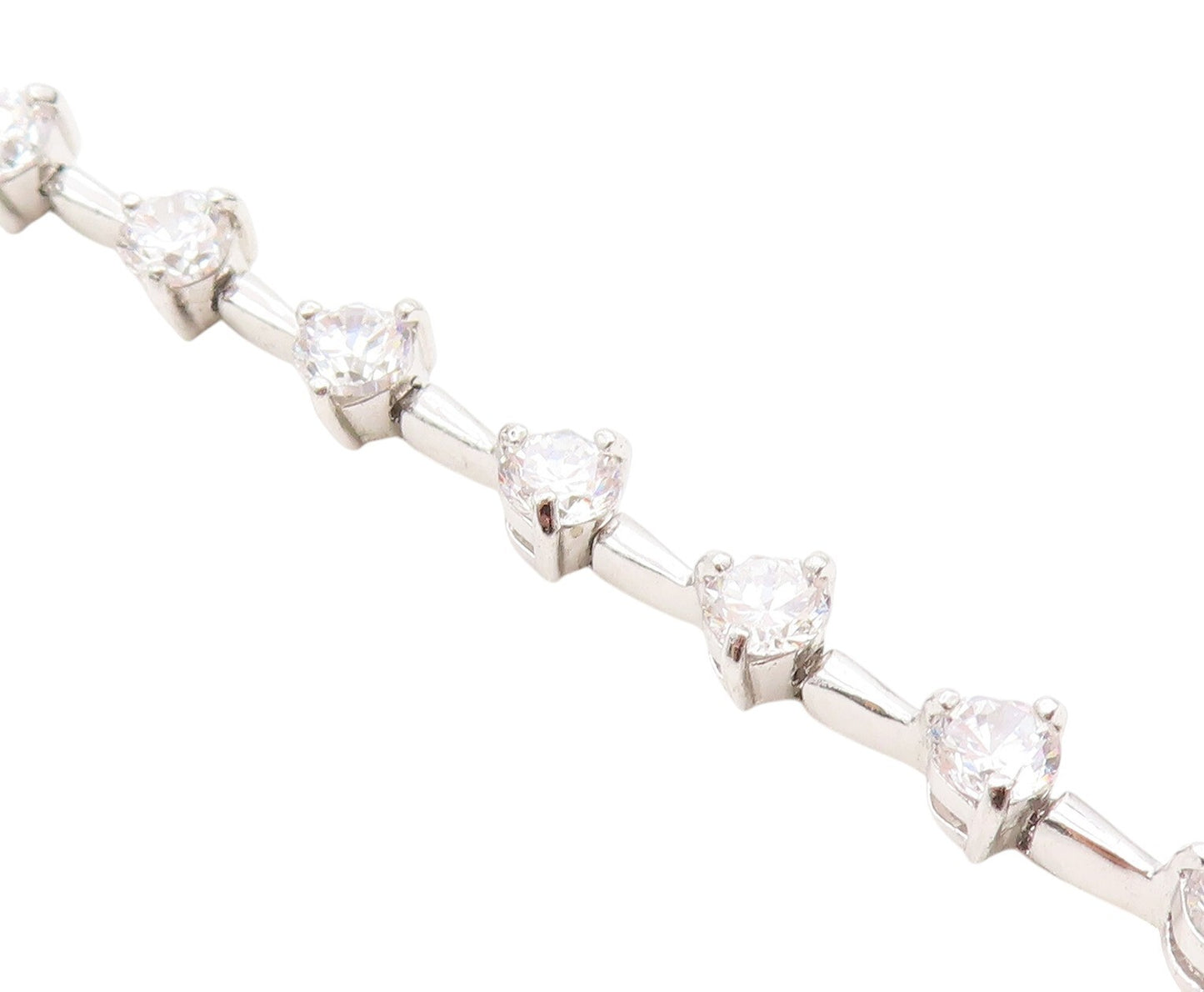 925 Sterling Silver Vintage Bracelet Minimalist Round CZ Band  BT11011