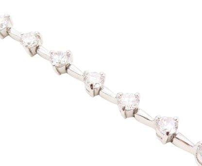 925 Sterling Silver Vintage Bracelet Minimalist Round CZ Band  BT11011