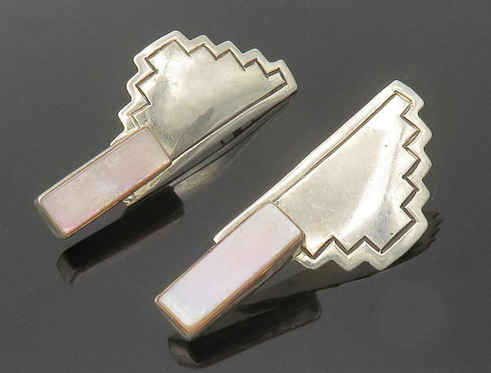 SOUTHWESTERN 925 Sterling Silver Vintage Mother Of Pearl Drop Earrings EG7790