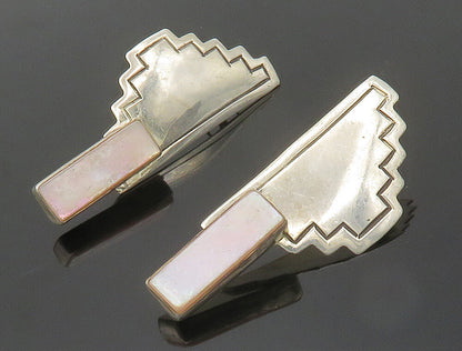 SOUTHWESTERN 925 Sterling Silver Vintage Mother Of Pearl Drop Earrings EG7790