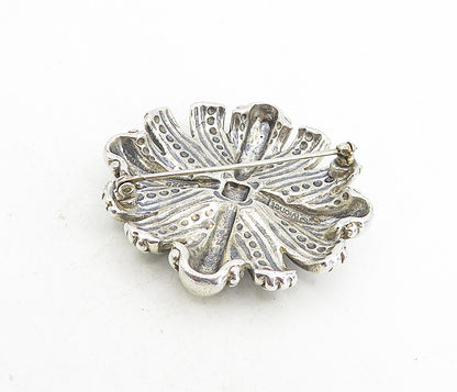 MONET 925 Sterling Silver  Vintage Shiny Round Floral Design Brooch Pin BP3060