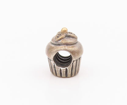 925 Sterling Silver Vintage Pendant PANDORA Mini Carved Cupcake Charm  PT24254