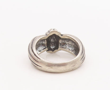 925 Sterling Silver Vintage Ring Solid Grooved Lines & 'X'  Sz 5.5  RG29149