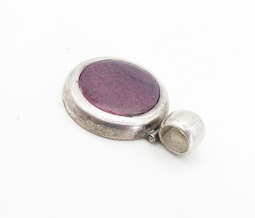 925 Sterling Silver  Vintage Purple Jasper Round Hinge Drop Pendant  PT6286