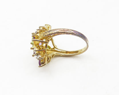 925 Silver  Amethyst Peridot Garnet & Topaz Cocktail Ring Sz 7.5  RG17076