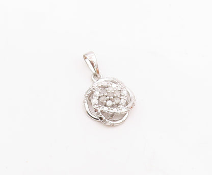 925 Sterling Silver  Genuine Diamonds Floral Knot Design Pendant  PT10373
