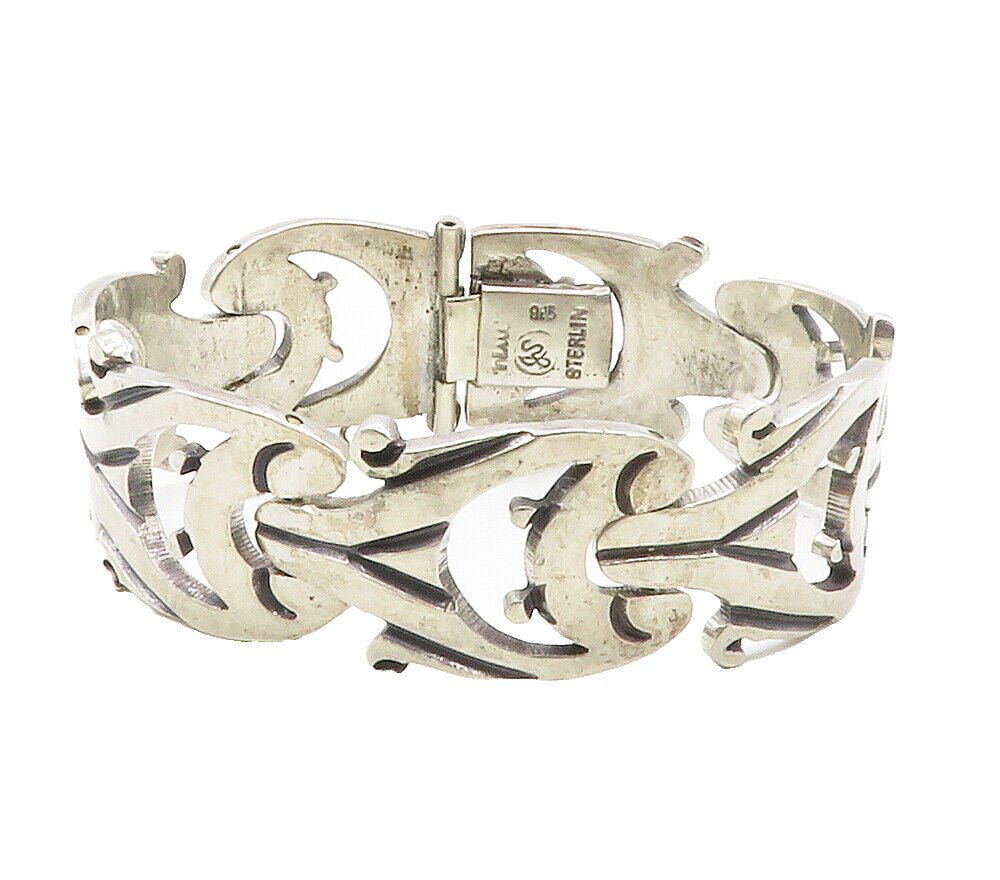 J. SOTELO 925 Sterling Silver  Vintage Chiseled Hinge Chain Bracelet  BT5855