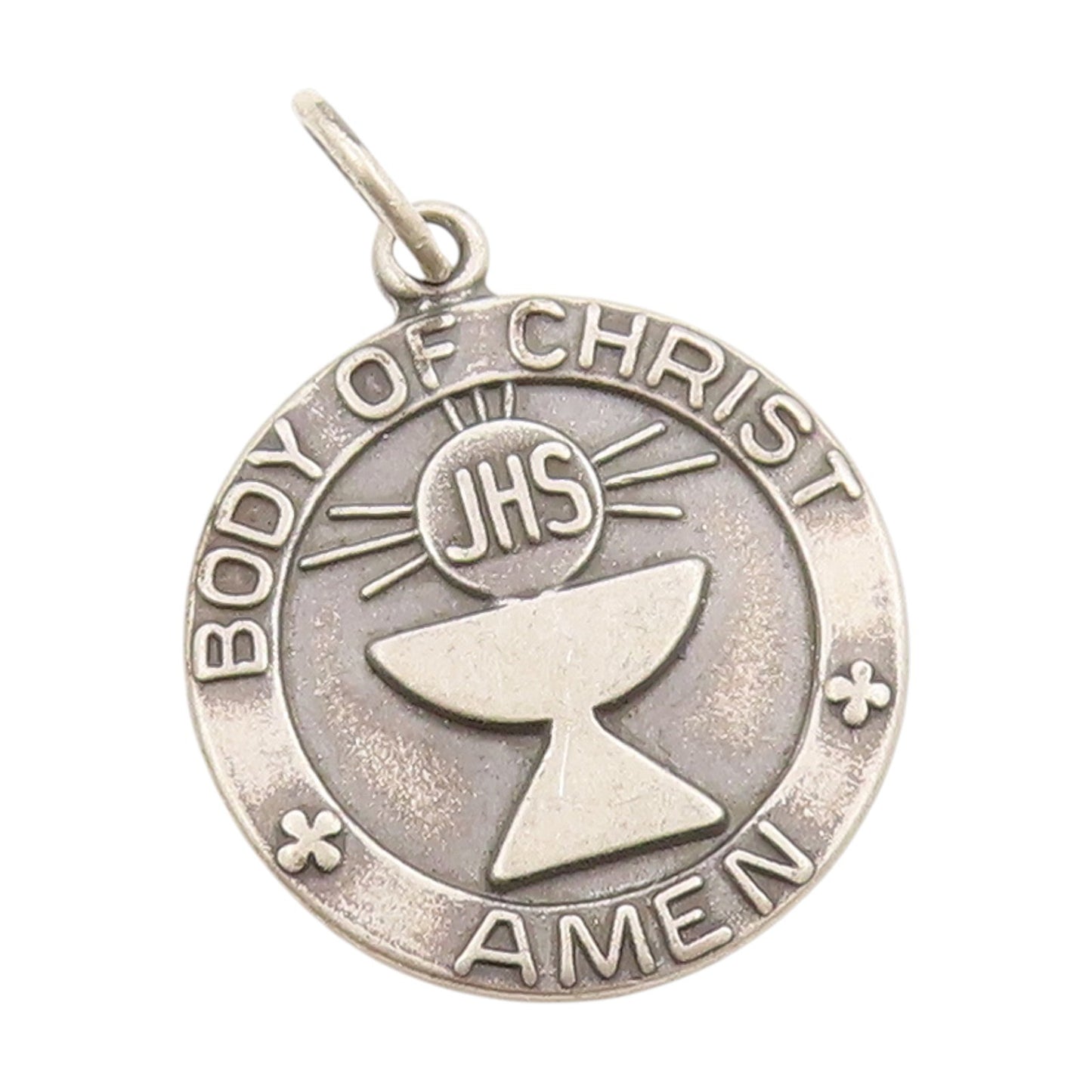 925 Sterling Silver Vintage Pendant Body Of Christ JHS Communion Medal  PT25117