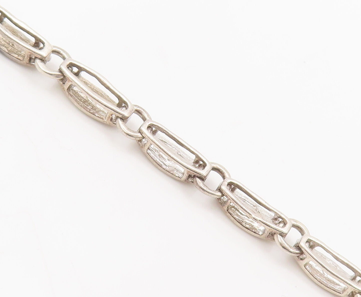 925 Sterling Silver  Vintage Inlay Diamond Band Valley Link Bracelet  BT10120