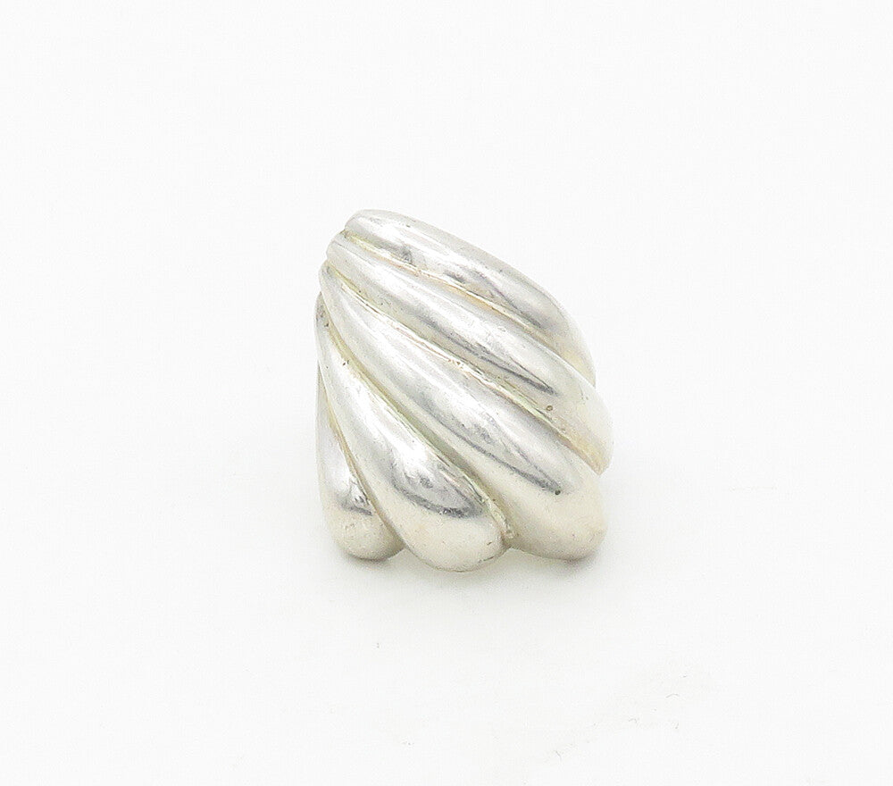 MEXICO 925 Sterling Silver  Vintage Shiny Fluted Statement Ring Sz 7  RG16998