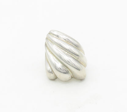 MEXICO 925 Sterling Silver  Vintage Shiny Fluted Statement Ring Sz 7  RG16998