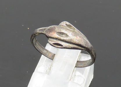 925 Sterling Silver  Vintage Dark Tone Diamond Cut Band Ring Sz 7.5  RG20548