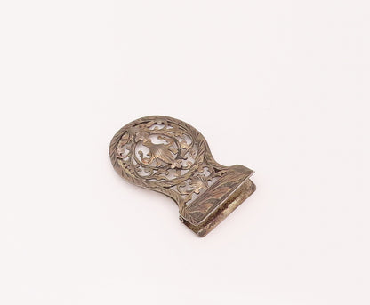 925 Sterling Silver  Vintage Antique Swirly Carved Cutout Cloth Clip  TR3508