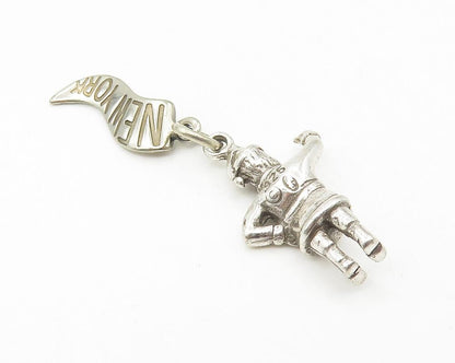 925 Sterling Silver  Vintage Shiny Petite Santa Clause New York Pendant PT9328