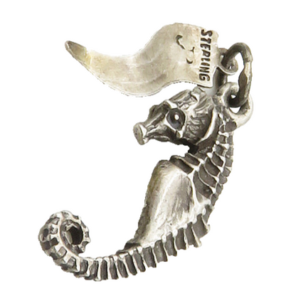 925 Sterling Silver  Vintage Dark Tone Seahorse San Francisco Pendant  PT13520