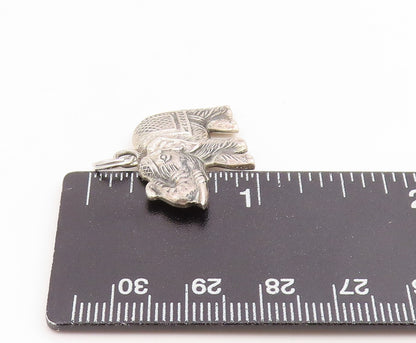 925 Sterling Silver Vintage Pendant Etched Majestic Royal Elephant Charm PT25923