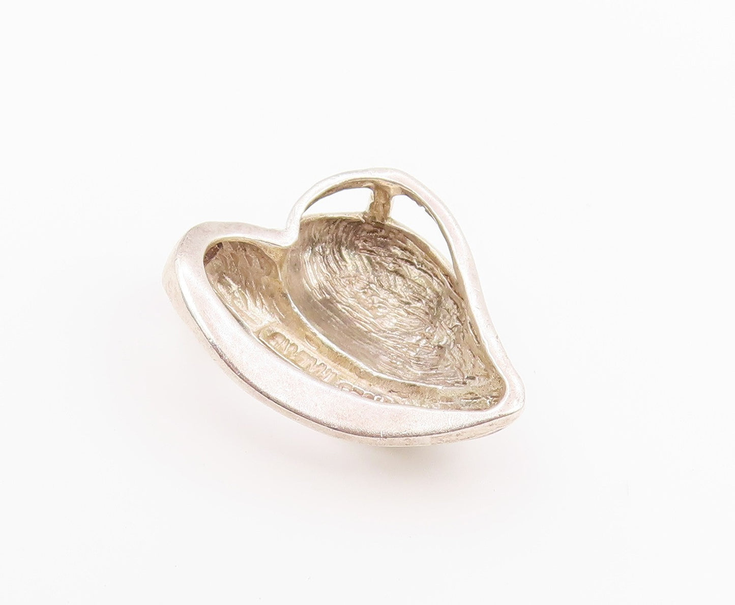 925 Sterling Silver Vintage Pendant Modernist Puffed Love Heart Charm  PT26439