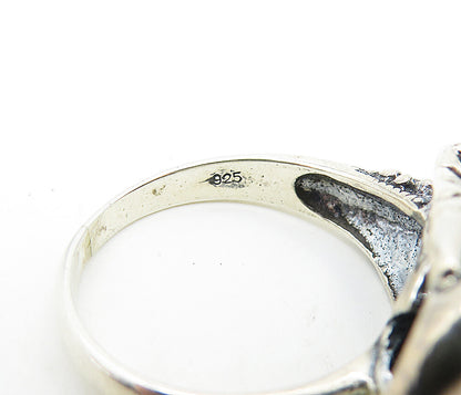 925 Sterling Silver  Vintage Sculpted Elephant's Head Band Ring Sz 8  RG7944