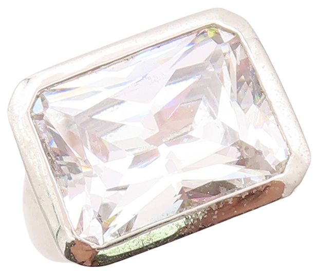 925 Sterling Silver Vintage Ring Minimalist Framed Rectangle CZ  Sz 6  RG29063