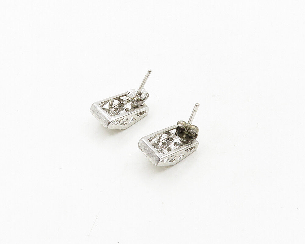 925 Sterling Silver  Vintage Sparkling Cubic Zirconia Drop Earrings  EG9678