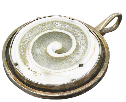 DESIGNER 925 Sterling Silver  Vintage Enamel Spiral Round Pendant  PT18364