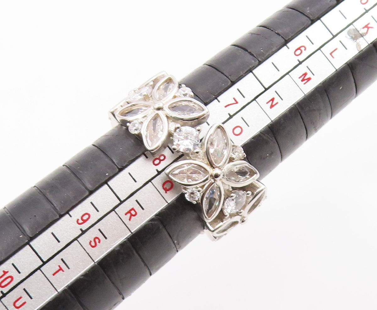 925 Sterling Silver Vintage Ring CZ Elegant Floral Eternity Band Sz 7.5  RG35870