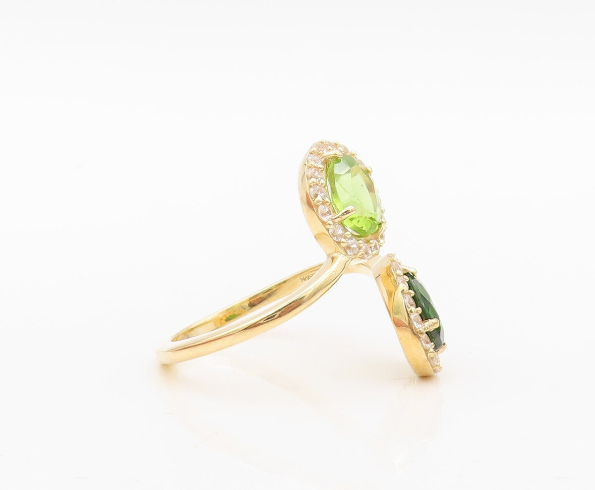 925 Sterling Silver Vintage Ring Gold Plated Bypass 2 Tone CZ  Sz 9.5 RG30479