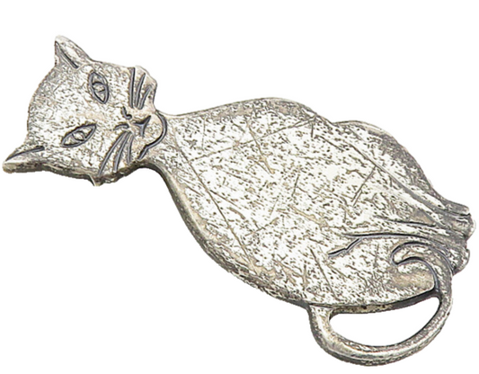 925 Sterling Silver  Vintage Dark Tone Sitting Cat Motif Brooch Pin  BP3449