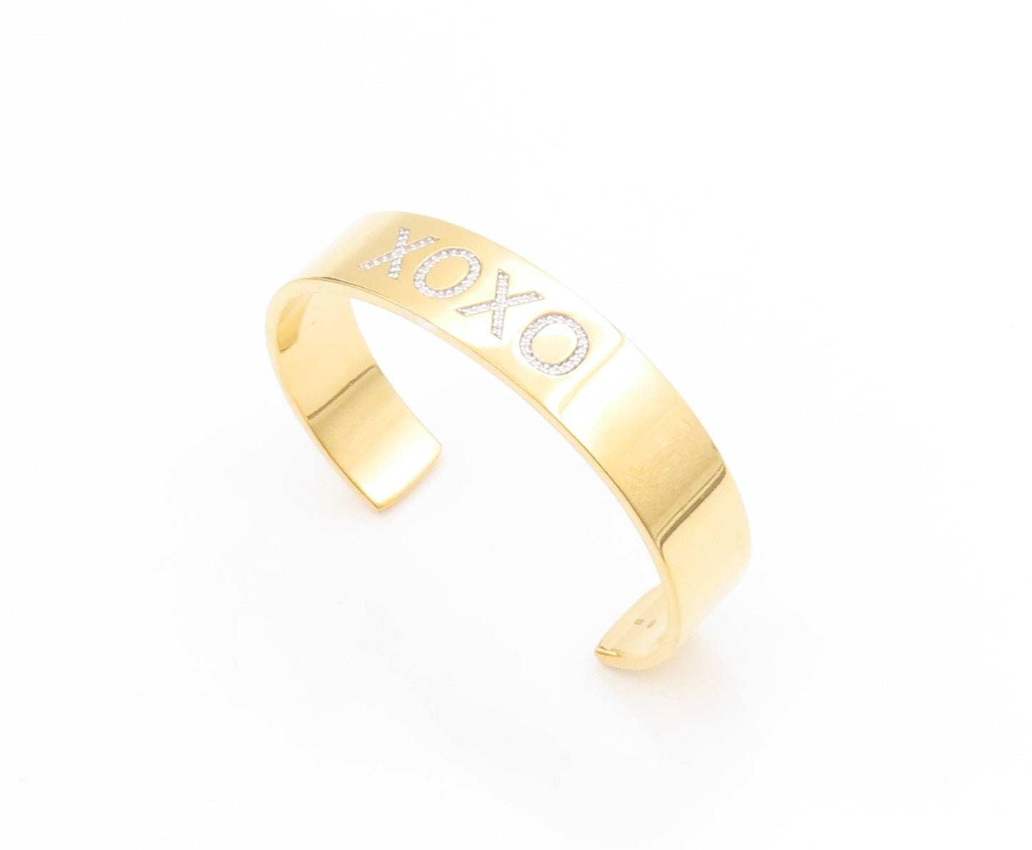 925 Sterling Silver Vintage Bracelet Gold Plated CZ XOXO Love Affection  BT11377