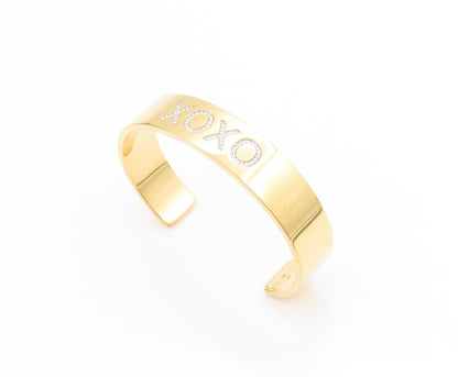 925 Sterling Silver Vintage Bracelet Gold Plated CZ XOXO Love Affection  BT11377