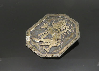 MEXICO 925 Sterling Silver  Vintage Traditional Warrior Brooch Pin  BP7893