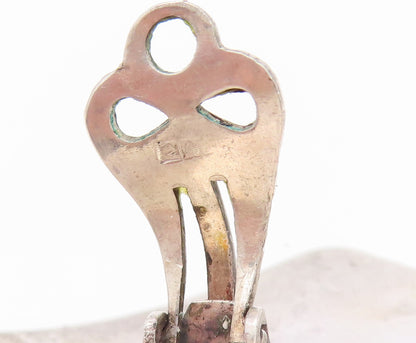 925 Sterling Silver Vintage Earrings MIDDLE EAST Geometric Square Flower EG14179