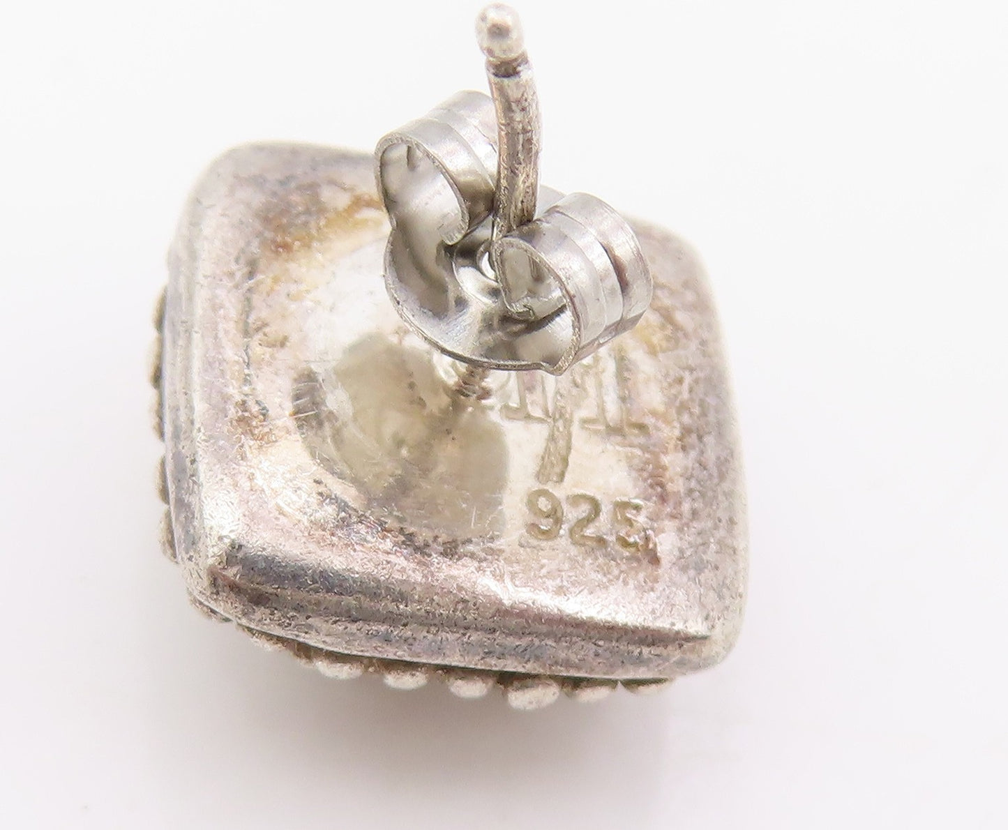 925 Sterling Silver Vintage Earrings JOHN HARDY Geometric Caviar Studs  EG13960