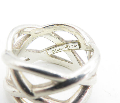 TIFFANY & CO. 925 Silver  Interlaced Braided Open Design Band Ring Sz 5 RG6990