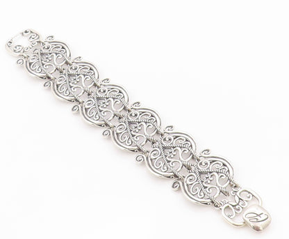 925 Sterling Silver Vintage Bracelet CAROLYN POLLACK Swirly Design Cut  BT11098