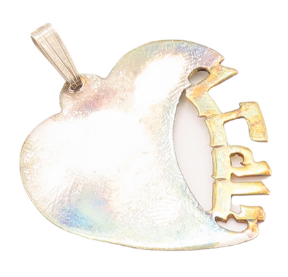 925 Sterling Silver Vintage Pendant Heart Carved Rebecca Hebrew  PT23175