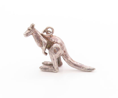 925 Sterling Silver Vintage Pendant Solid Kangaroo Cutout Charm  PT24225