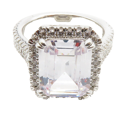 925 Sterling Silver  Square Cut Cubic Zirconia Cocktail Ring Sz 6  RG13218