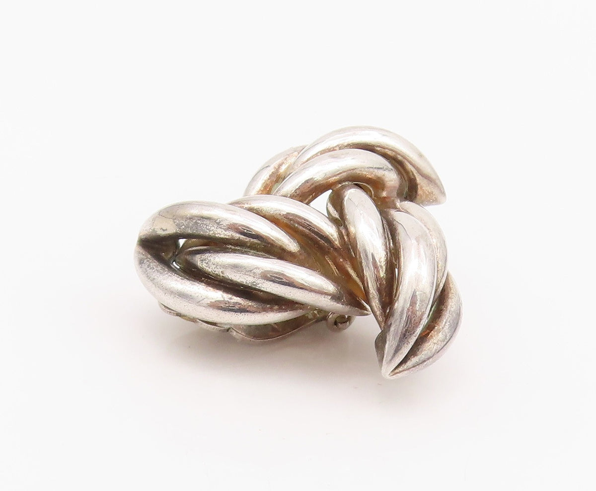 925 Sterling Silver Vintage Earrings GIVENCHY Love Knot Braided Clip On  EG13628