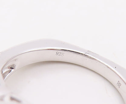 925 Sterling Silver Vintage Ring Round Rectangle Cut CZ Inlay  Sz 7 RG30643