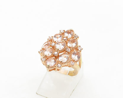 925 Sterling Silver  Topaz Rose Gold Plated Cluster Cocktail Ring Sz 6 RG17190