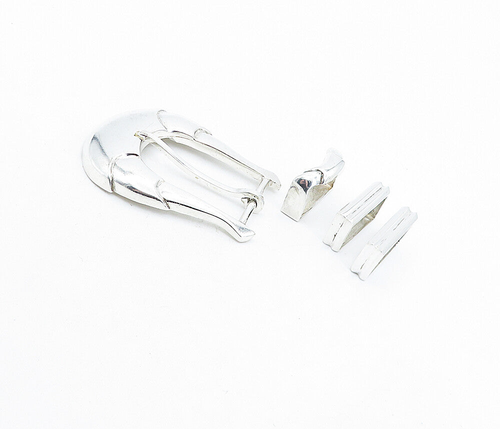 A. JAZZ 925 Sterling Silver Vintage Shiny 4 Piece Belt Buckle Set  TR1265